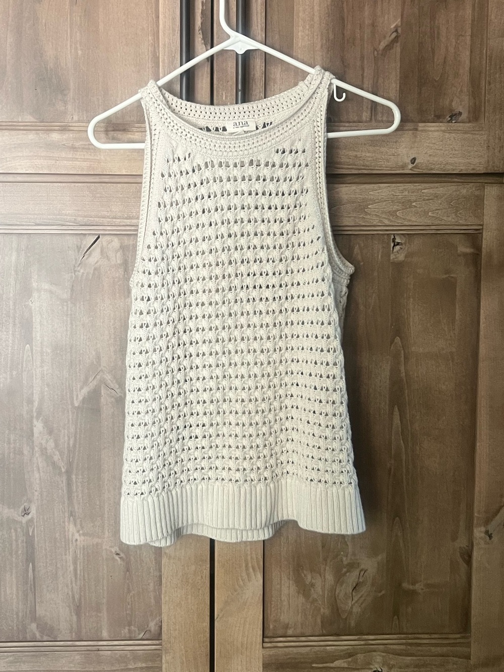 a.n.a Cream Open-Knit Crochet Tank